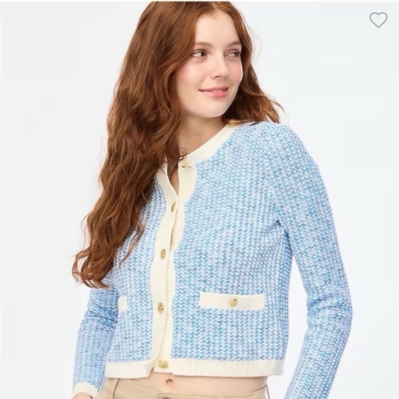 J. Crew Sweaters - NWOT J. Crew Popcorn-stitch Lady Jacket Cardigan Structured Sweater Blue Large